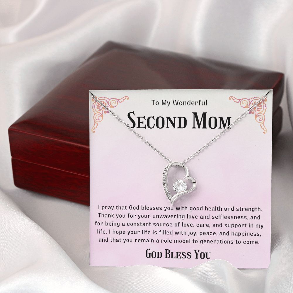 Second Mom Necklace | From Step Daughter to Chosen Mom & Adopted Mom, Jewelry Present Meaningful to Stepmother Necklace and Unbiological Mom