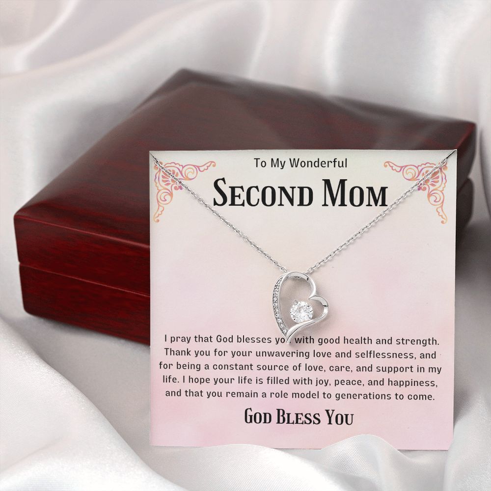 Second Mom Necklace | From Step Daughter to Chosen Mom & Adopted Mom, Jewelry Present Meaningful to Stepmother Necklace and Unbiological Mom