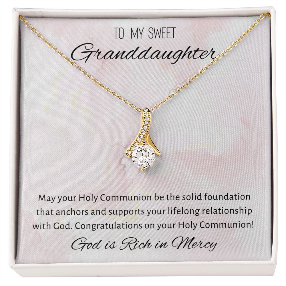 1st Communion Gifts for Granddaughter, Christening, First Communion, Confirmation, Girl Necklace & Best Wishes in Gift Box from Grandmother