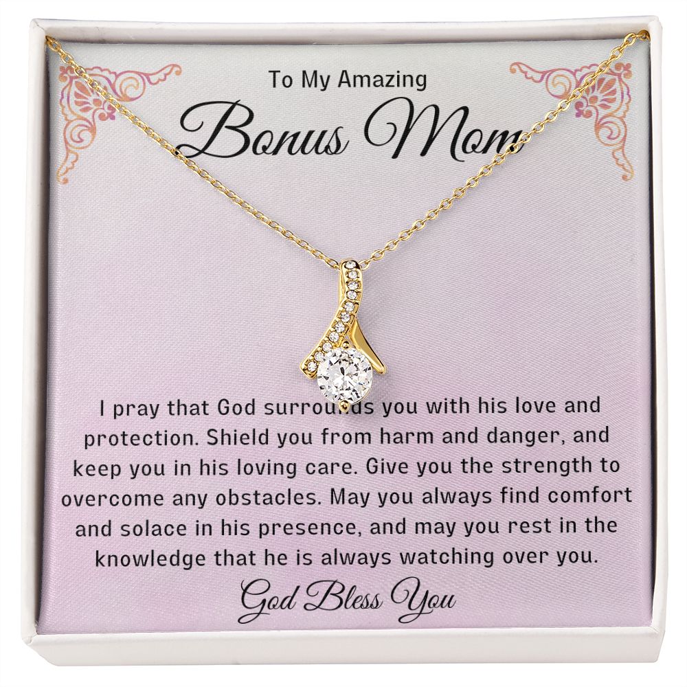 Bonus Mom Gift | Stepmom Necklace from Stepdaughter, Thank You Gifts to Get My Second Mom, Unbiological Mother, Chosen Mom & Stepped Up Mom