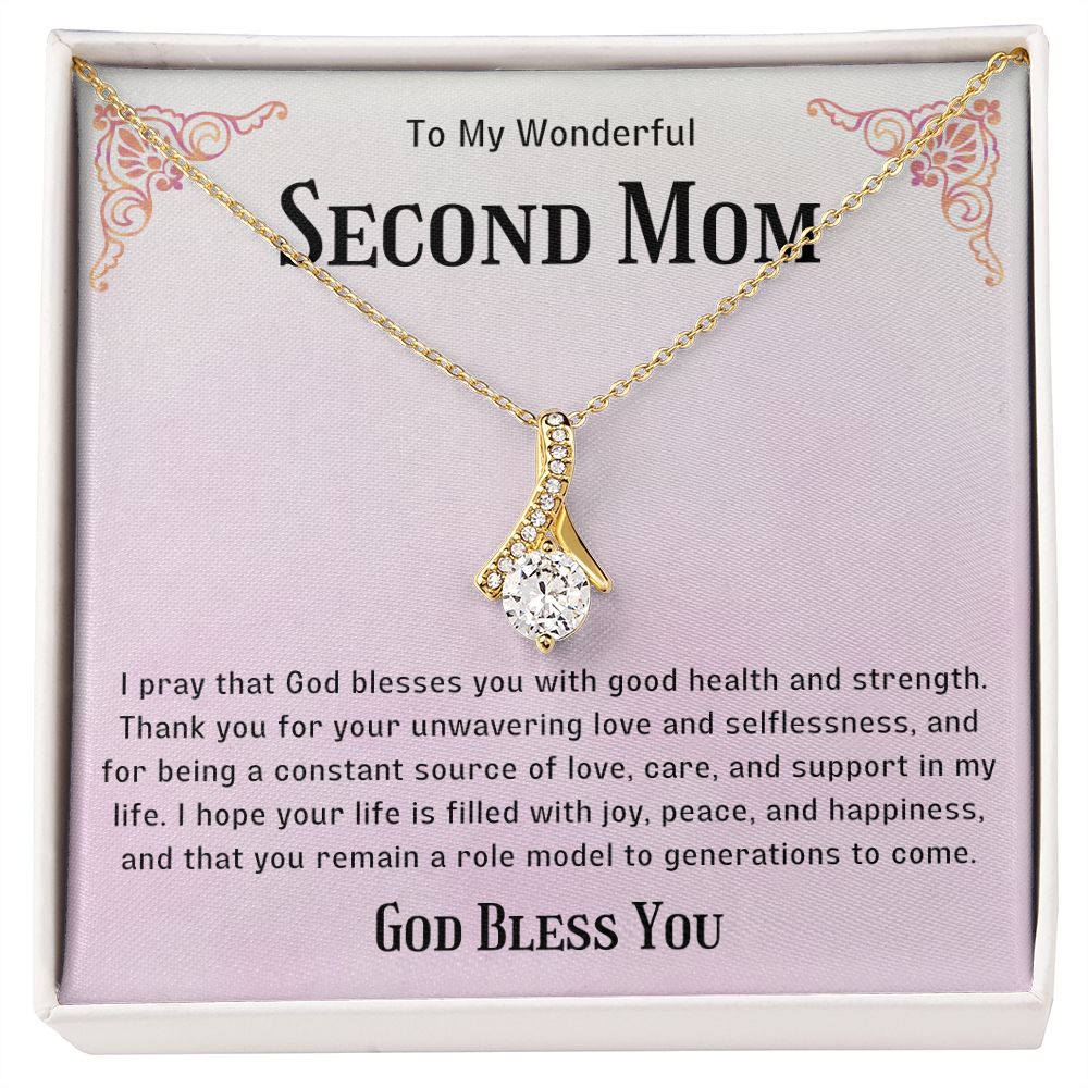 Second Mom Necklace | From Step Daughter to Chosen Mom & Adopted Mom, Jewelry Present Meaningful to Stepmother Necklace and Unbiological Mom