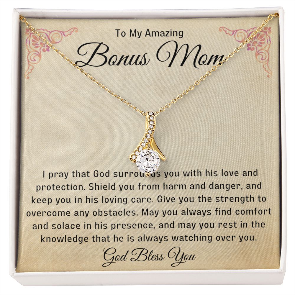 Bonus Mom Gift | Stepmom Necklace from Stepdaughter, Thank You Gifts to Get My Second Mom, Unbiological Mother, Chosen Mom & Stepped Up Mom
