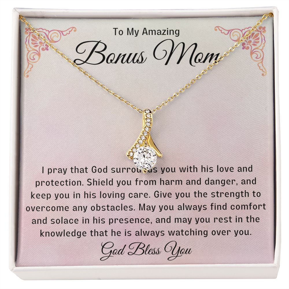 Bonus Mom Gift | Stepmom Necklace from Stepdaughter, Thank You Gifts to Get My Second Mom, Unbiological Mother, Chosen Mom & Stepped Up Mom