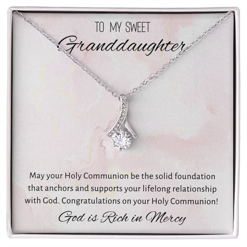 1st Communion Gifts for Granddaughter, Christening, First Communion, Confirmation, Girl Necklace & Best Wishes in Gift Box from Grandmother