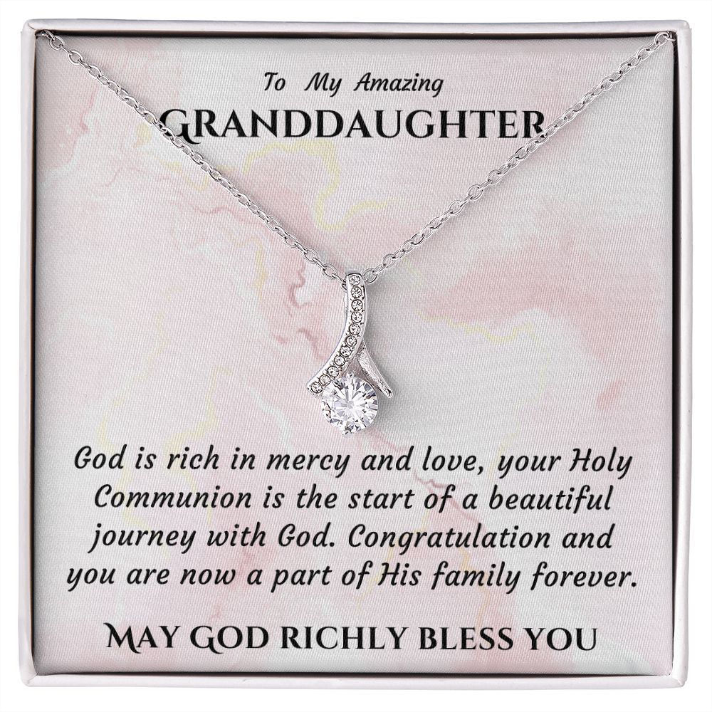 1st Communion Gifts for Granddaughter, Christening, First Communion, Confirmation, Girl Necklace & Best Wishes in Gift Box from Grandmother