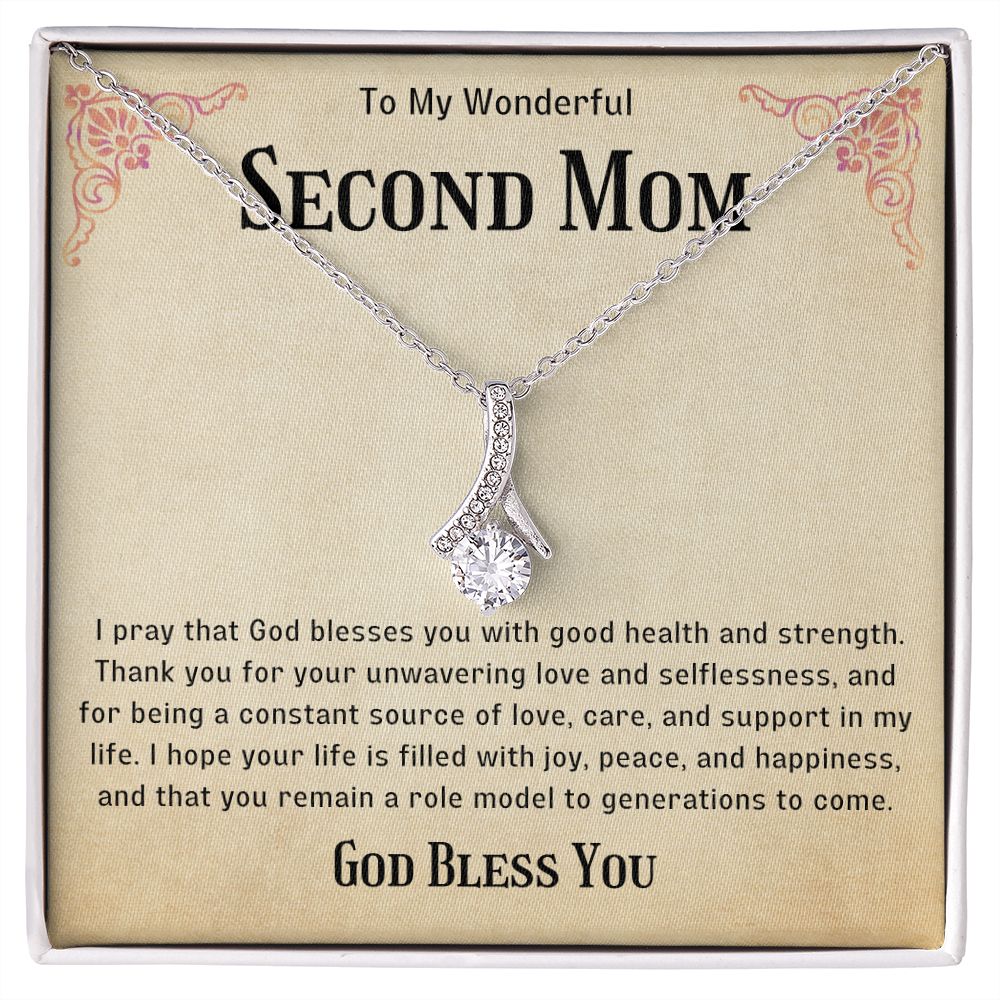 Second Mom Necklace | From Step Daughter to Chosen Mom & Adopted Mom, Jewelry Present Meaningful to Stepmother Necklace and Unbiological Mom
