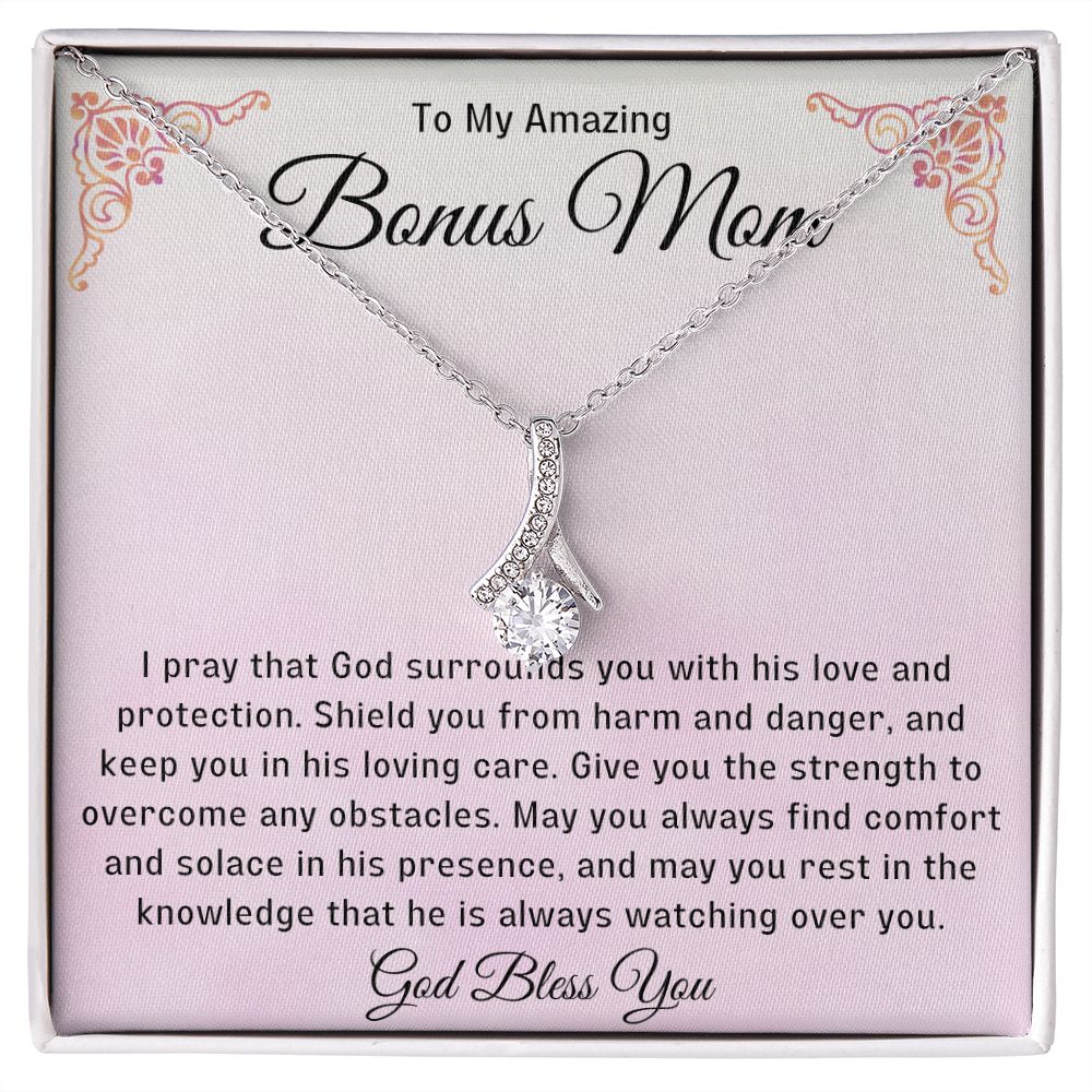 Bonus Mom Gift | Stepmom Necklace from Stepdaughter, Thank You Gifts to Get My Second Mom, Unbiological Mother, Chosen Mom & Stepped Up Mom