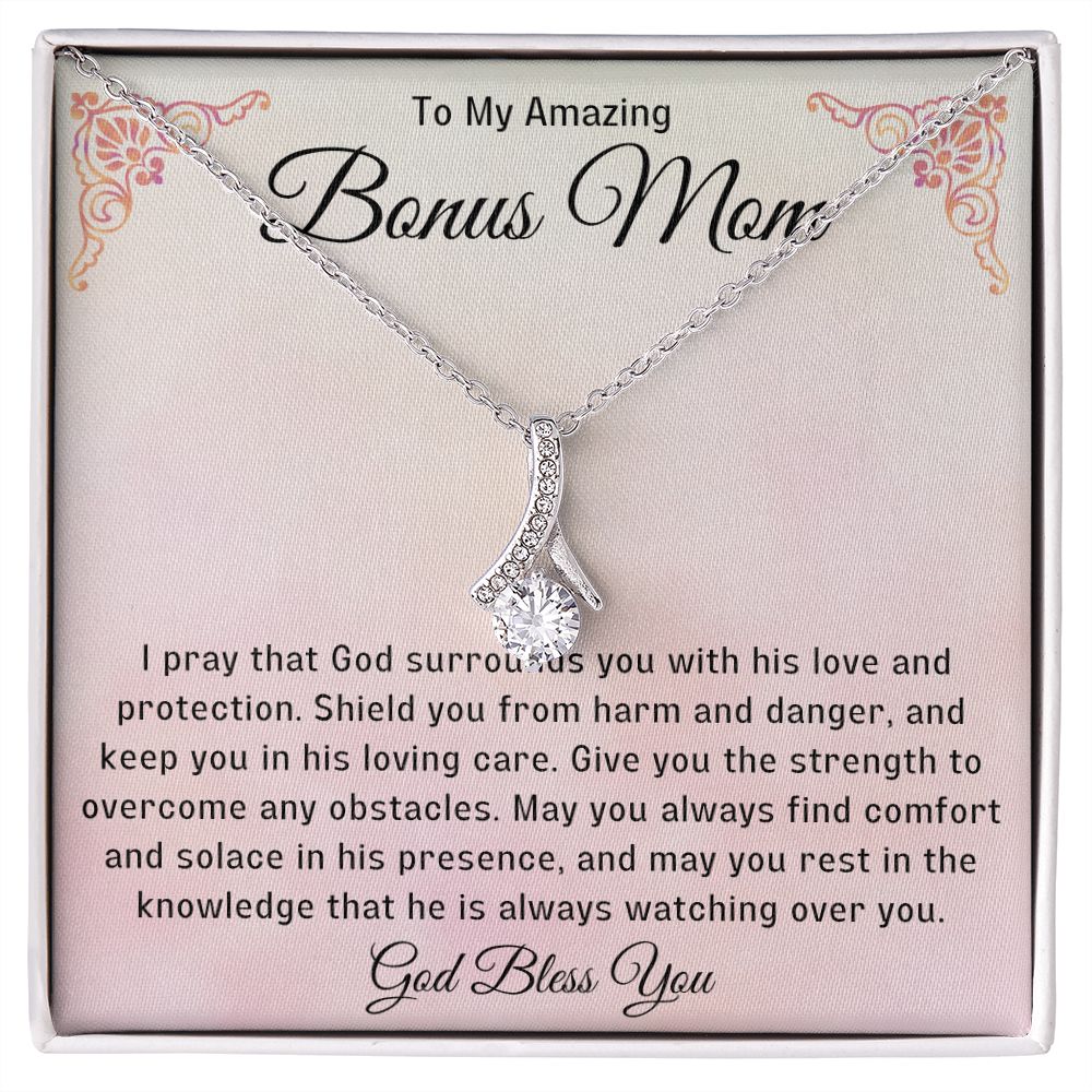 Bonus Mom Gift | Stepmom Necklace from Stepdaughter, Thank You Gifts to Get My Second Mom, Unbiological Mother, Chosen Mom & Stepped Up Mom