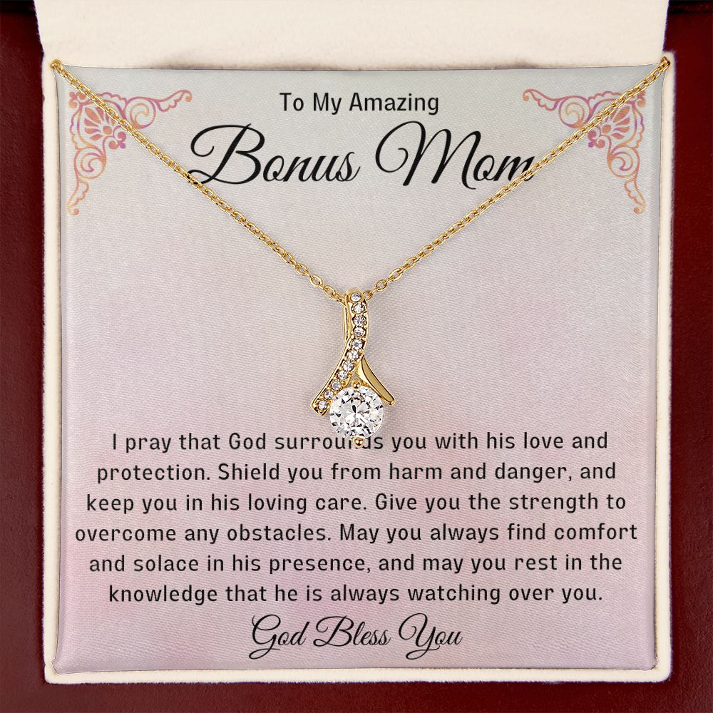 Bonus Mom Gift | Stepmom Necklace from Stepdaughter, Thank You Gifts to Get My Second Mom, Unbiological Mother, Chosen Mom & Stepped Up Mom