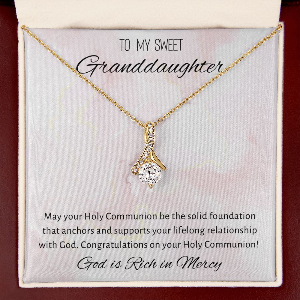 1st Communion Gifts for Granddaughter, Christening, First Communion, Confirmation, Girl Necklace & Best Wishes in Gift Box from Grandmother
