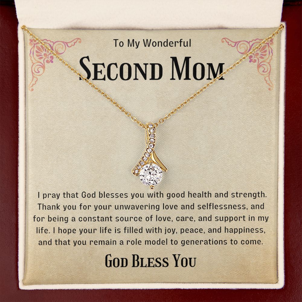 Second Mom Necklace | From Step Daughter to Chosen Mom & Adopted Mom, Jewelry Present Meaningful to Stepmother Necklace and Unbiological Mom