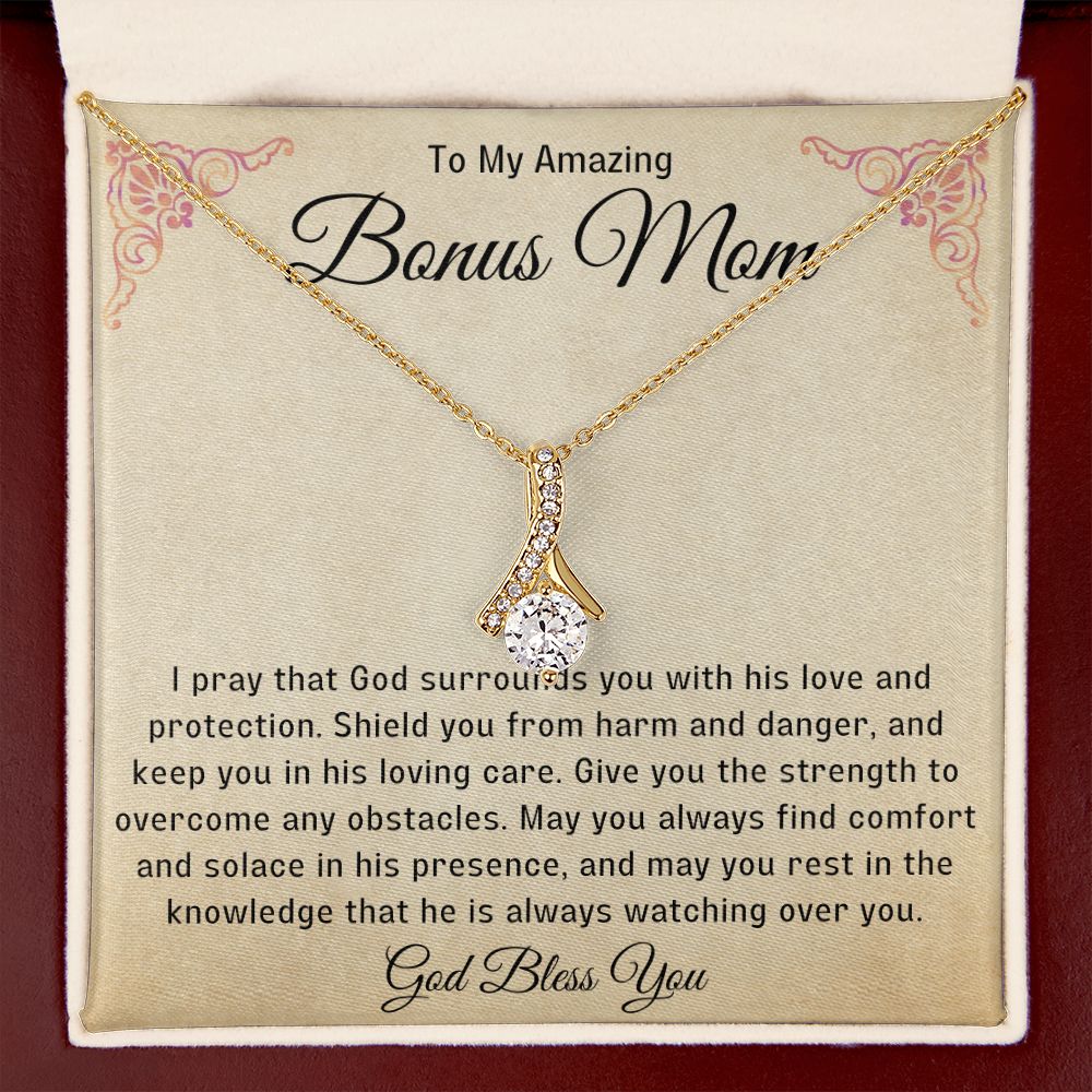 Bonus Mom Gift | Stepmom Necklace from Stepdaughter, Thank You Gifts to Get My Second Mom, Unbiological Mother, Chosen Mom & Stepped Up Mom