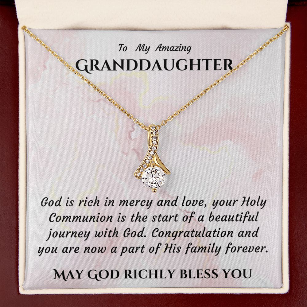 1st Communion Gifts for Granddaughter, Christening, First Communion, Confirmation, Girl Necklace & Best Wishes in Gift Box from Grandmother
