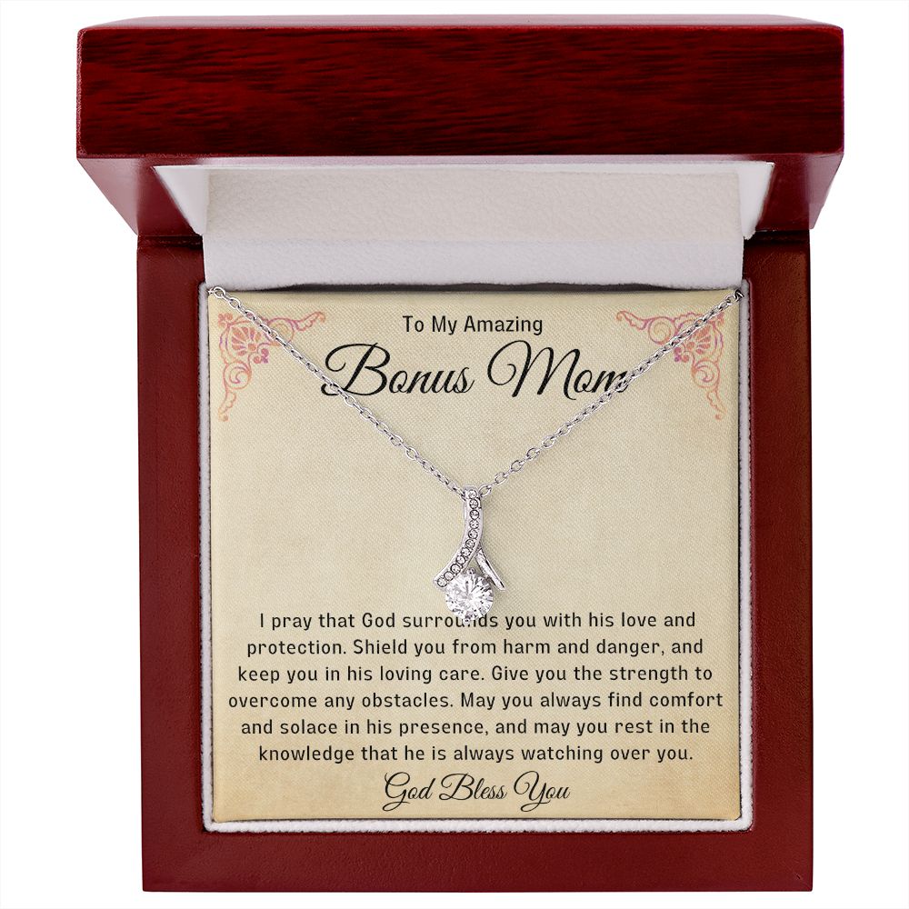 Bonus Mom Gift | Stepmom Necklace from Stepdaughter, Thank You Gifts to Get My Second Mom, Unbiological Mother, Chosen Mom & Stepped Up Mom
