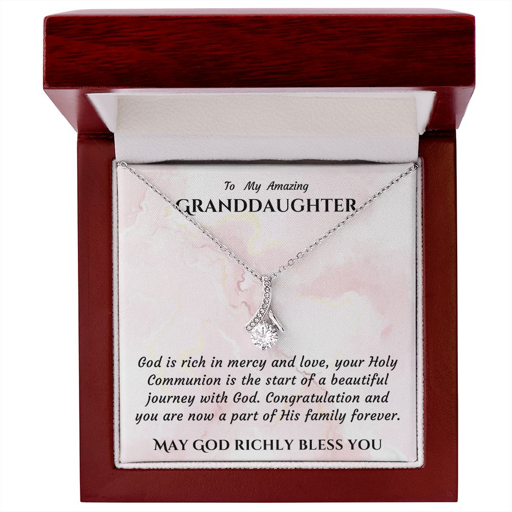 1st Communion Gifts for Granddaughter, Christening, First Communion, Confirmation, Girl Necklace & Best Wishes in Gift Box from Grandmother