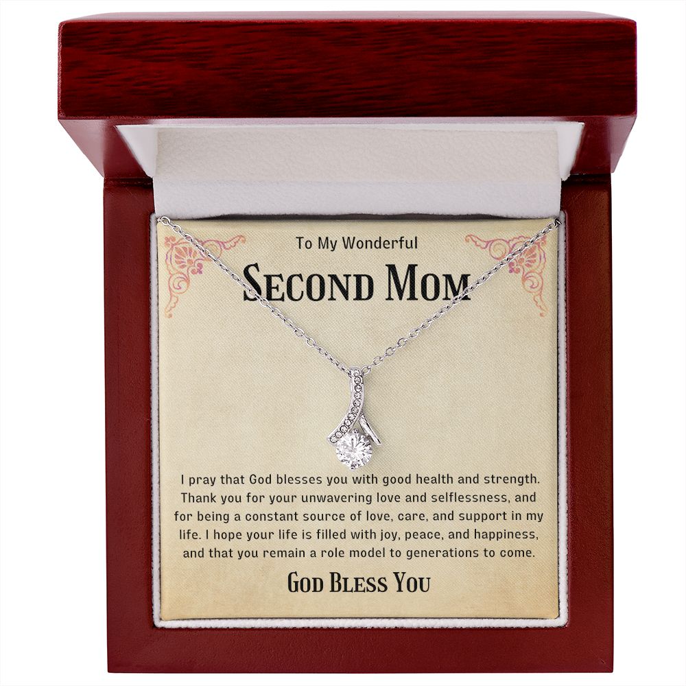 Second Mom Necklace | From Step Daughter to Chosen Mom & Adopted Mom, Jewelry Present Meaningful to Stepmother Necklace and Unbiological Mom