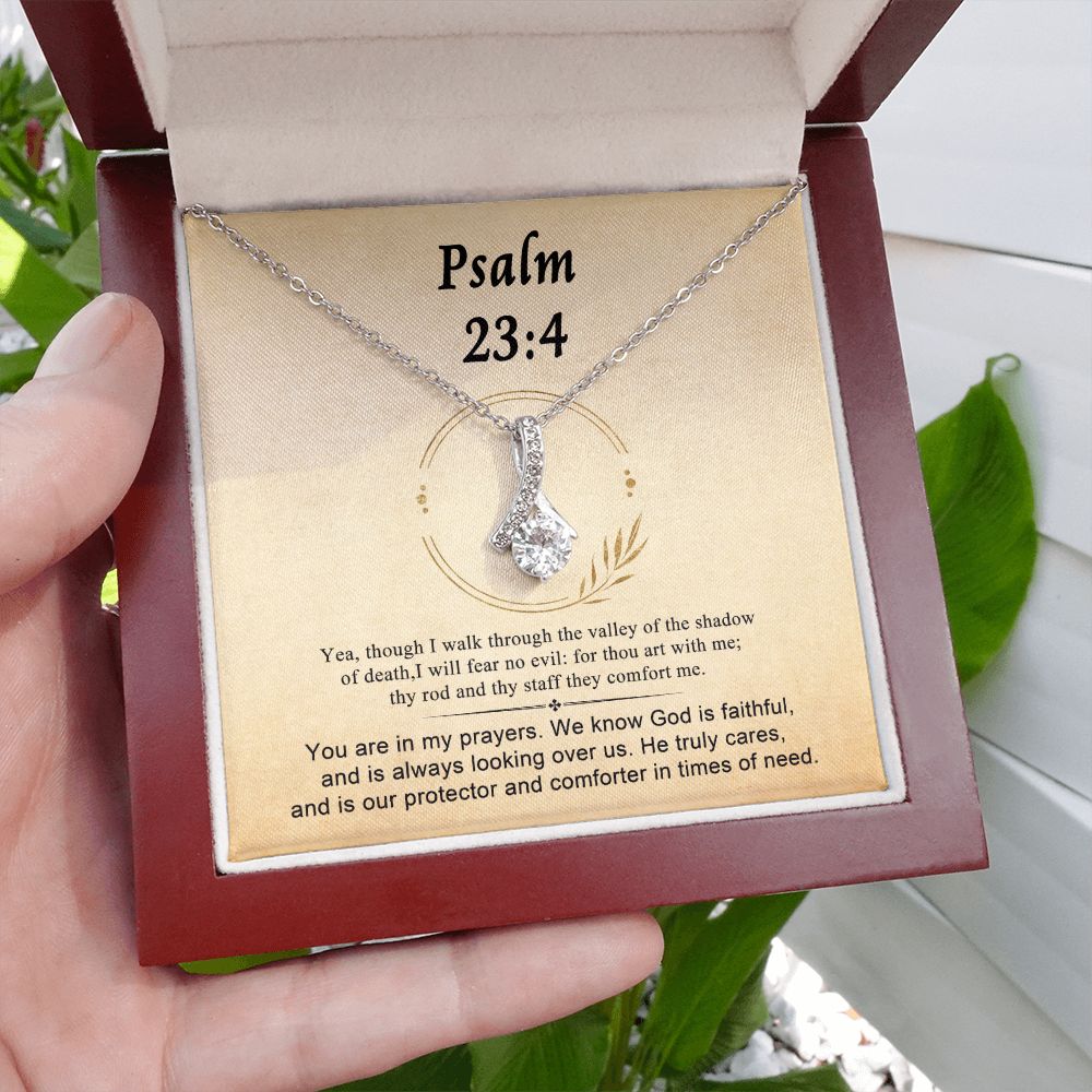 Psalm 23:4 Necklace For Her | Motivational Gift | Recovery Necklace | Friendship Gift | Strong Woman Gift | Christian Necklaces For Women