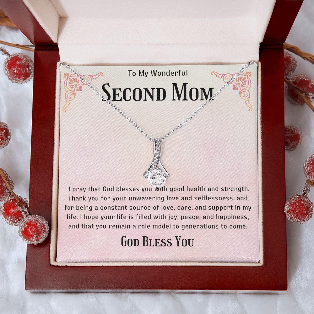 Second Mom Necklace | From Step Daughter to Chosen Mom & Adopted Mom, Jewelry Present Meaningful to Stepmother Necklace and Unbiological Mom