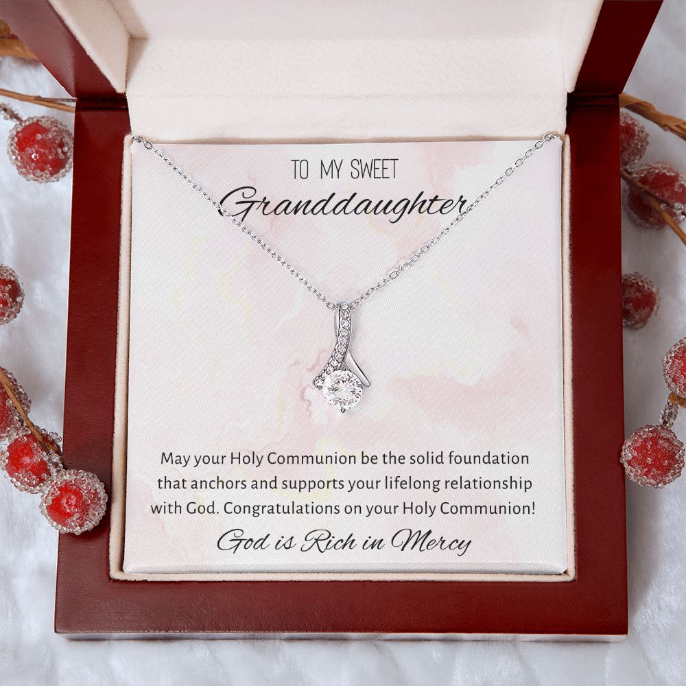 1st Communion Gifts for Granddaughter, Christening, First Communion, Confirmation, Girl Necklace & Best Wishes in Gift Box from Grandmother