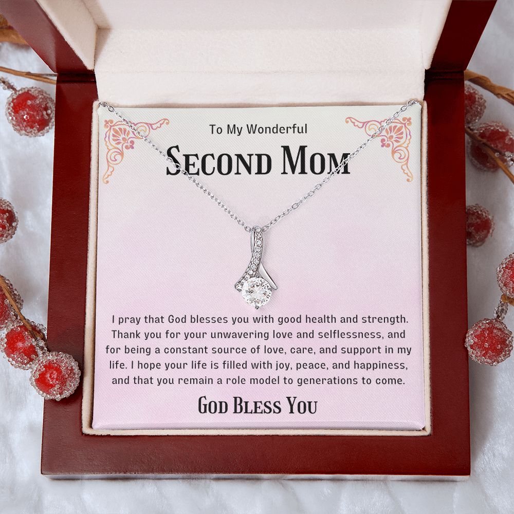 Second Mom Necklace | From Step Daughter to Chosen Mom & Adopted Mom, Jewelry Present Meaningful to Stepmother Necklace and Unbiological Mom