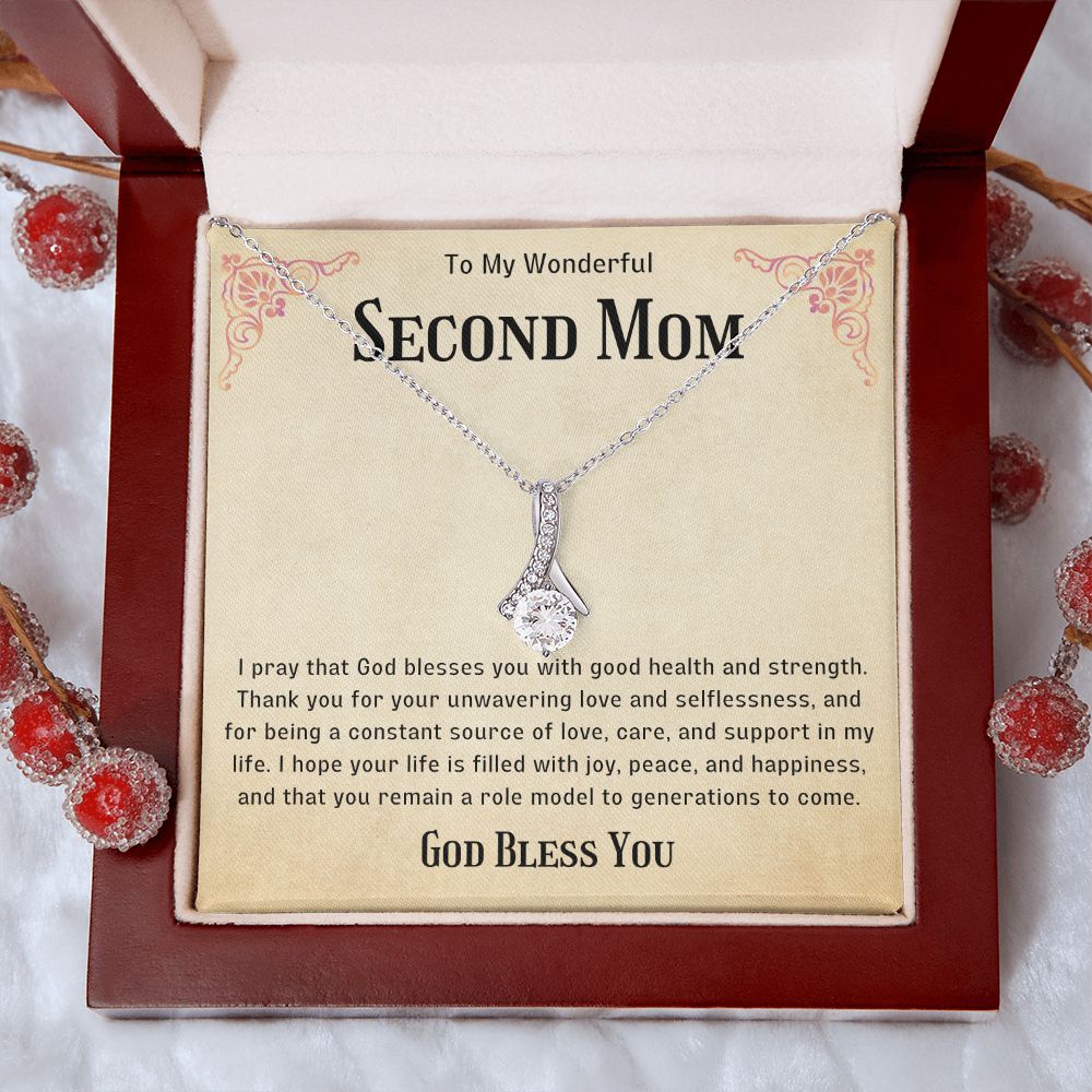 Second Mom Necklace | From Step Daughter to Chosen Mom & Adopted Mom, Jewelry Present Meaningful to Stepmother Necklace and Unbiological Mom
