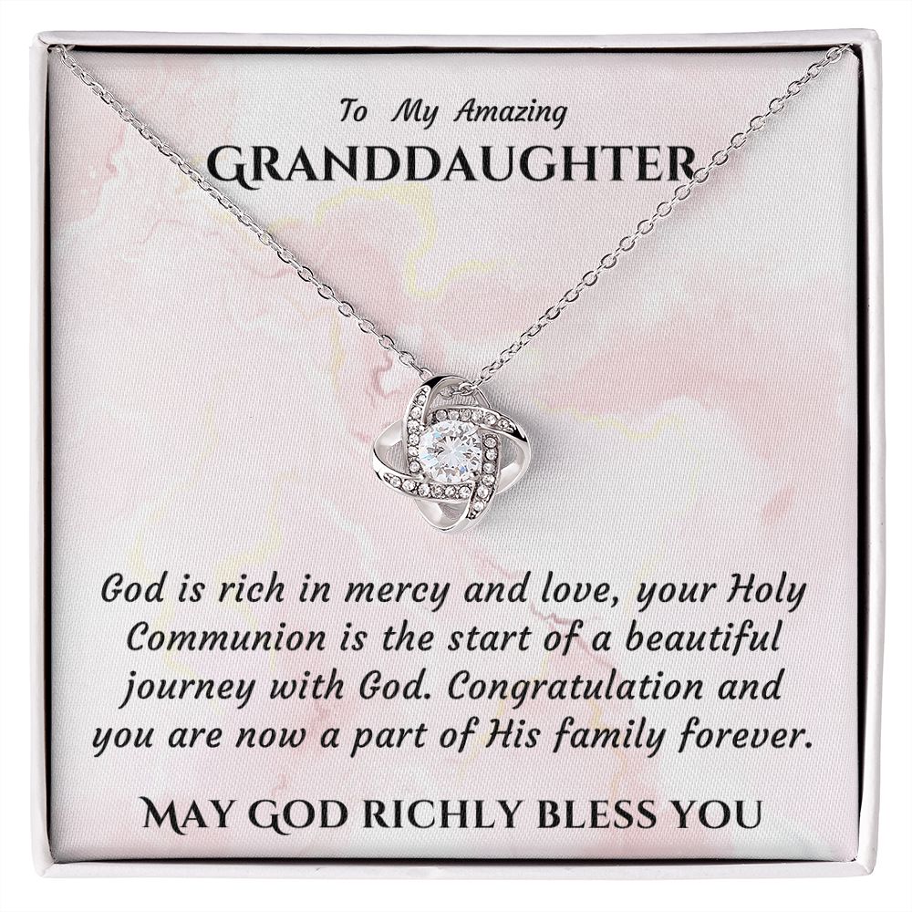 1st Communion Gifts for Granddaughter, Christening, Baptism, Confirmation, Necklace & Meaningful Message in Gift Box from Grandmother