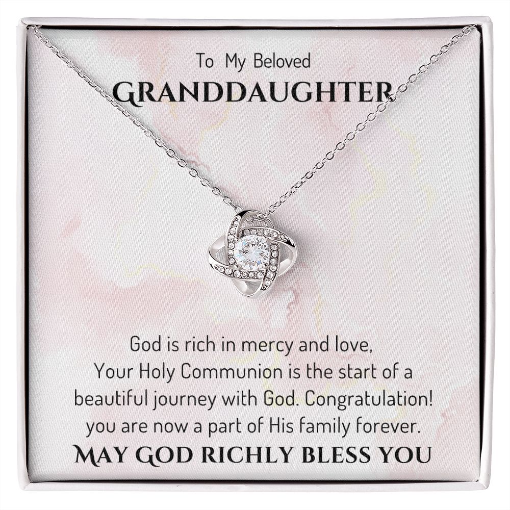 1st Communion Gifts for Granddaughter, Christening, Baptism, Confirmation, Necklace & Meaningful Message in Gift Box from Grandmother