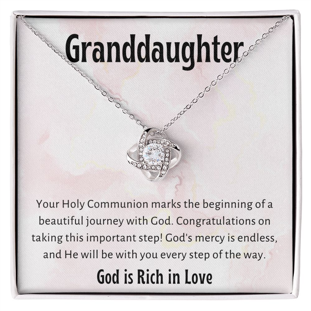 1st Communion Gifts for Granddaughter, Christening, Baptism, Confirmation, Necklace & Meaningful Message in Gift Box from Grandmother