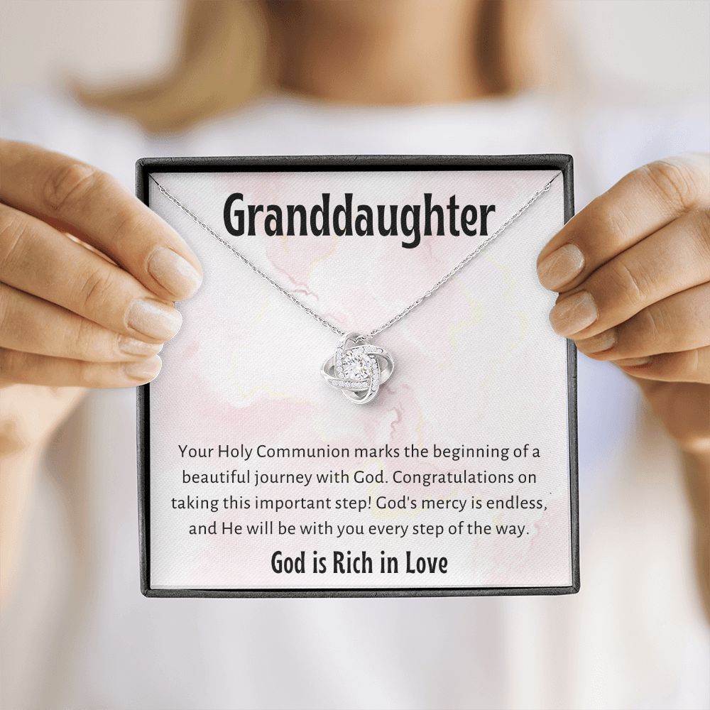 1st Communion Gifts for Granddaughter, Christening, Baptism, Confirmation, Necklace & Meaningful Message in Gift Box from Grandmother