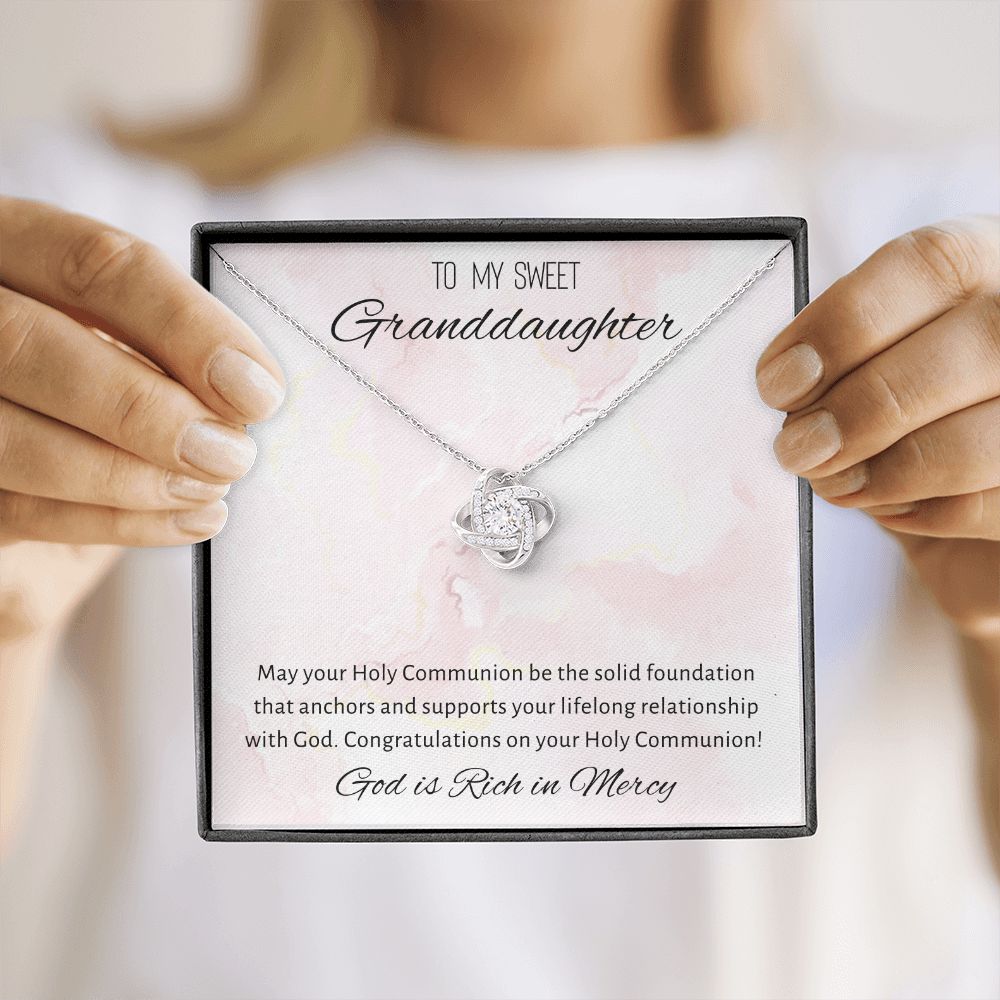 1st Communion Gifts for Granddaughter, Christening, Baptism, Confirmation, Necklace & Meaningful Message in Gift Box from Grandmother