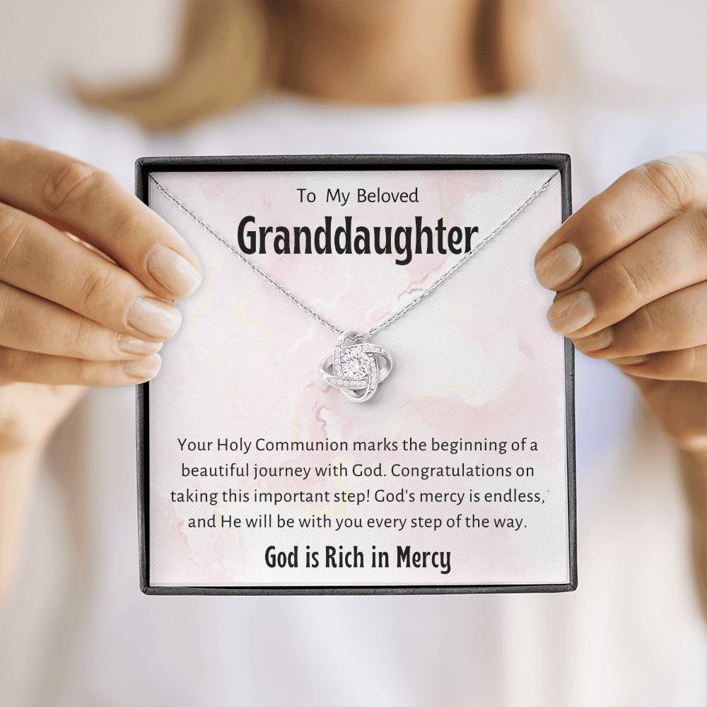 1st Communion Gifts for Granddaughter, Christening, Baptism, Confirmation, Necklace & Meaningful Message in Gift Box from Grandmother