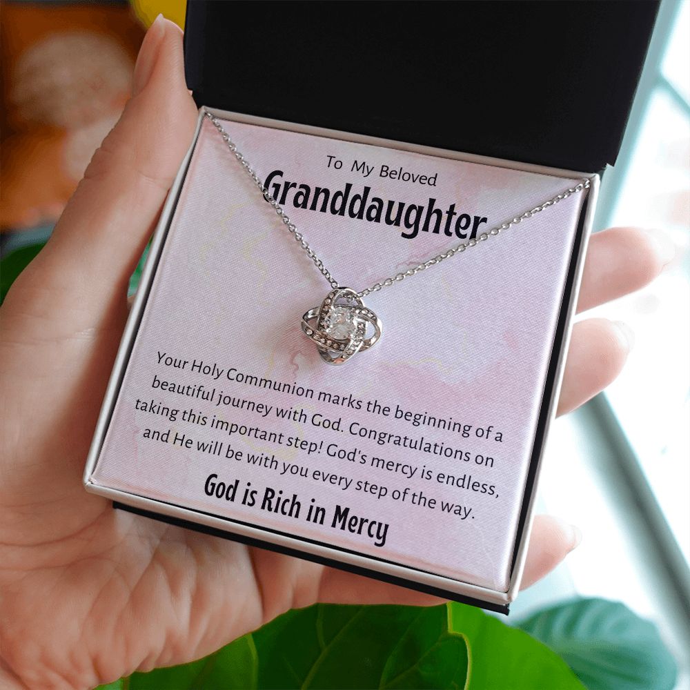 1st Communion Gifts for Granddaughter, Christening, Baptism, Confirmation, Necklace & Meaningful Message in Gift Box from Grandmother