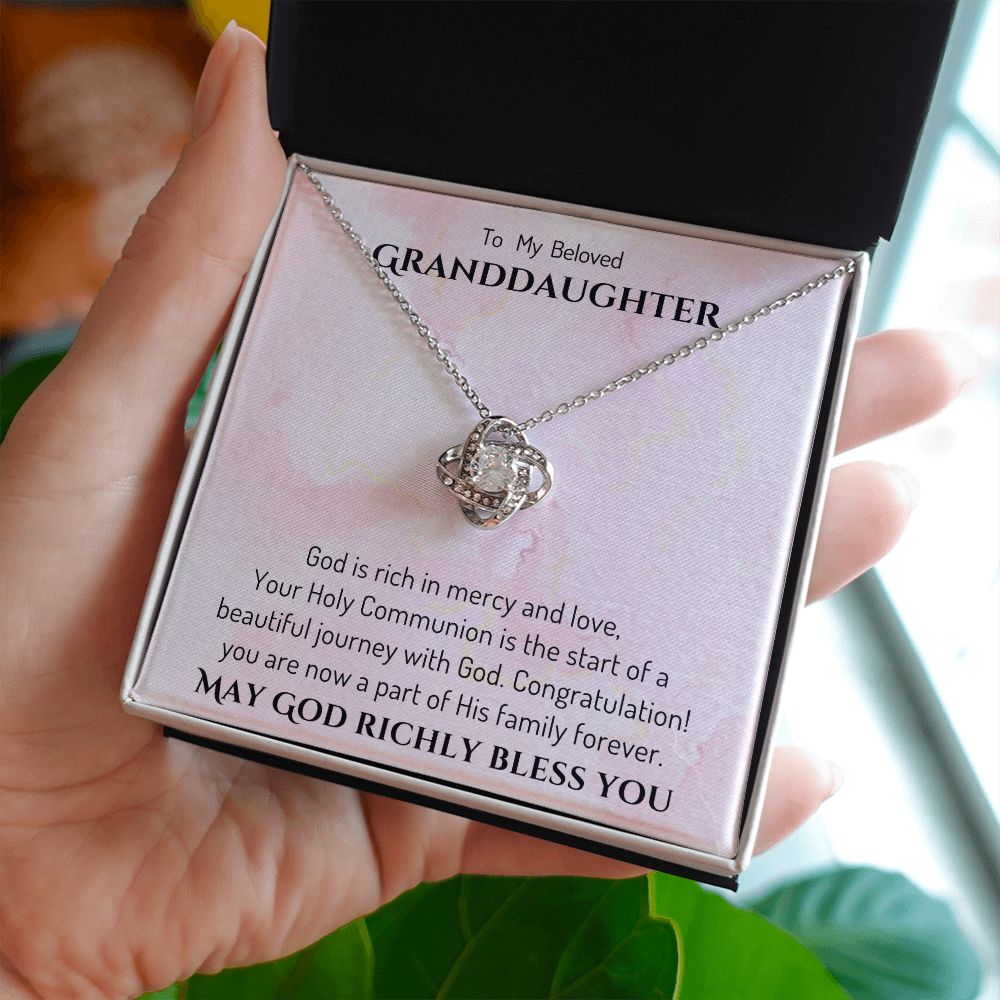 1st Communion Gifts for Granddaughter, Christening, Baptism, Confirmation, Necklace & Meaningful Message in Gift Box from Grandmother