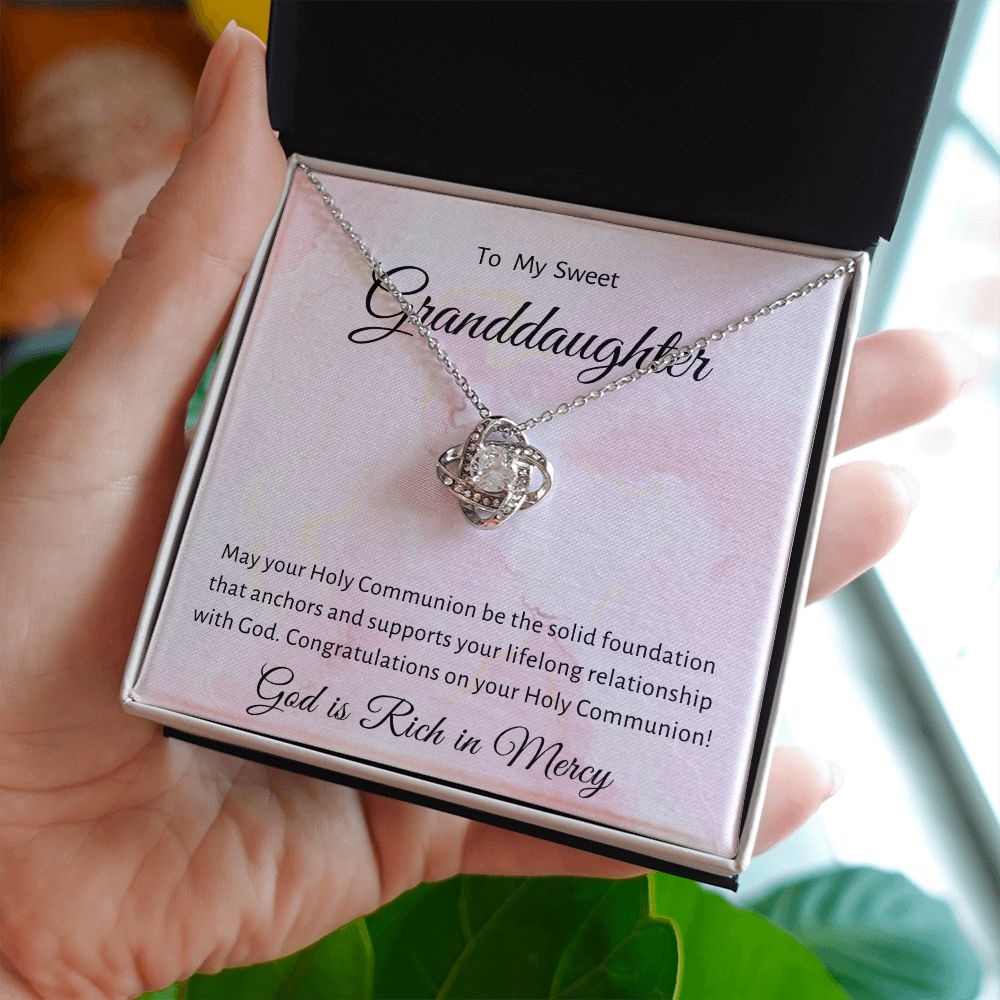 1st Communion Gifts for Granddaughter, Christening, Baptism, Confirmation, Necklace & Meaningful Message in Gift Box from Grandmother