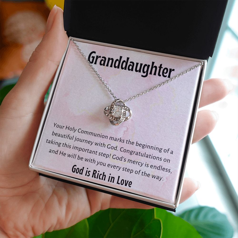1st Communion Gifts for Granddaughter, Christening, Baptism, Confirmation, Necklace & Meaningful Message in Gift Box from Grandmother