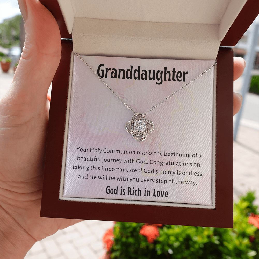 1st Communion Gifts for Granddaughter, Christening, Baptism, Confirmation, Necklace & Meaningful Message in Gift Box from Grandmother