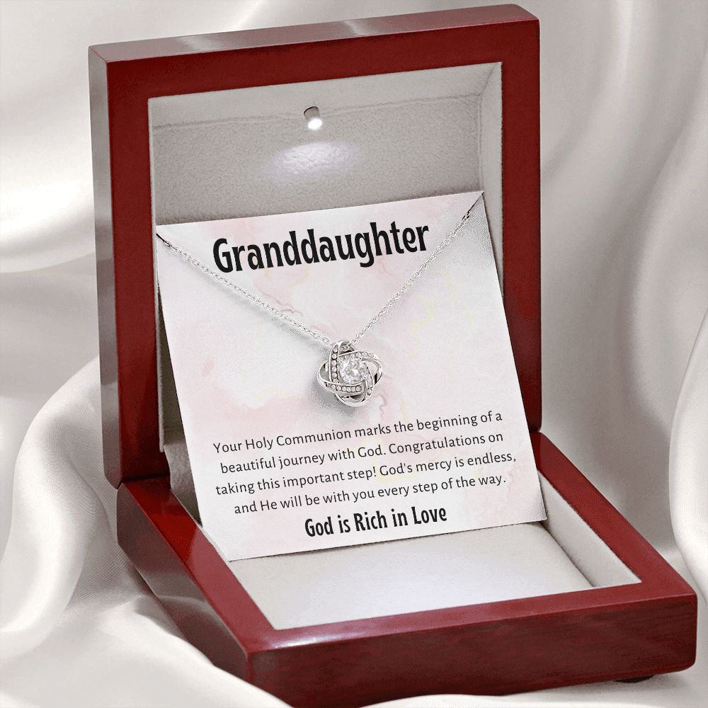 1st Communion Gifts for Granddaughter, Christening, Baptism, Confirmation, Necklace & Meaningful Message in Gift Box from Grandmother