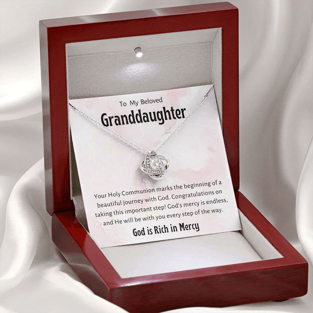 1st Communion Gifts for Granddaughter, Christening, Baptism, Confirmation, Necklace & Meaningful Message in Gift Box from Grandmother
