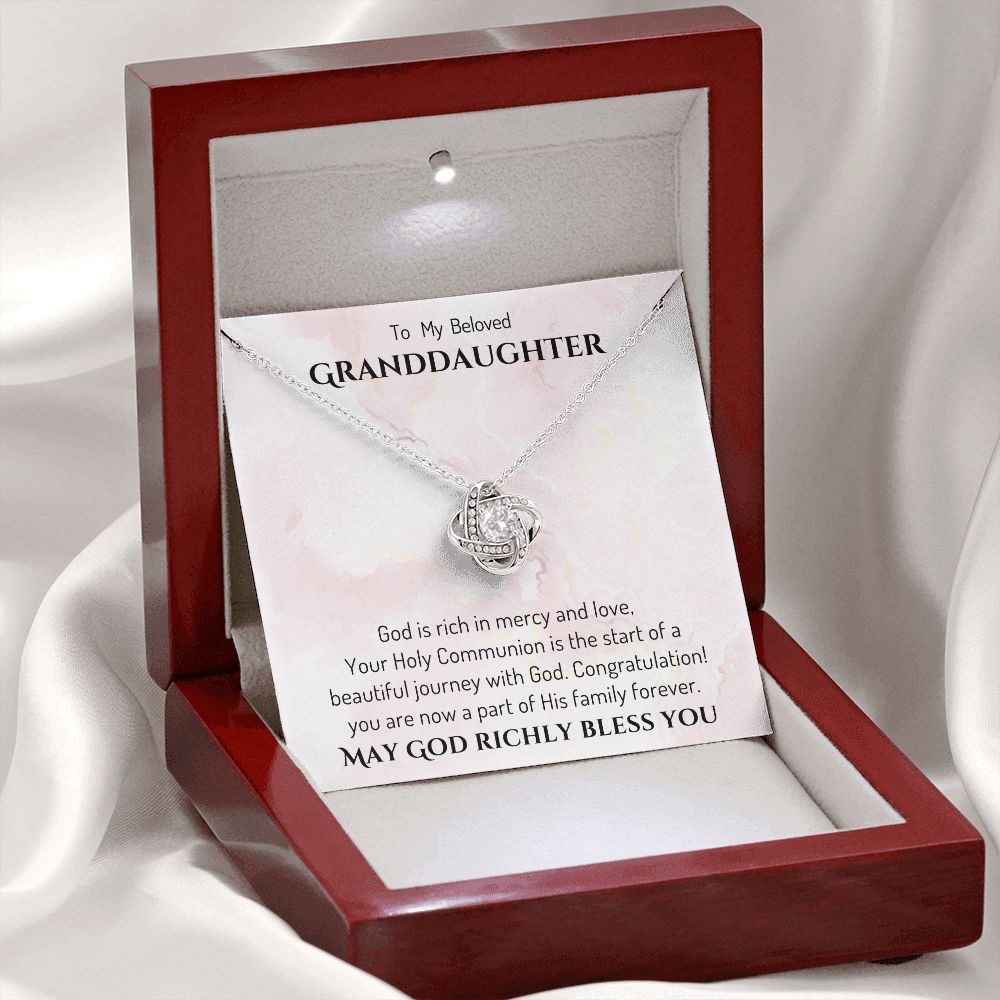 1st Communion Gifts for Granddaughter, Christening, Baptism, Confirmation, Necklace & Meaningful Message in Gift Box from Grandmother