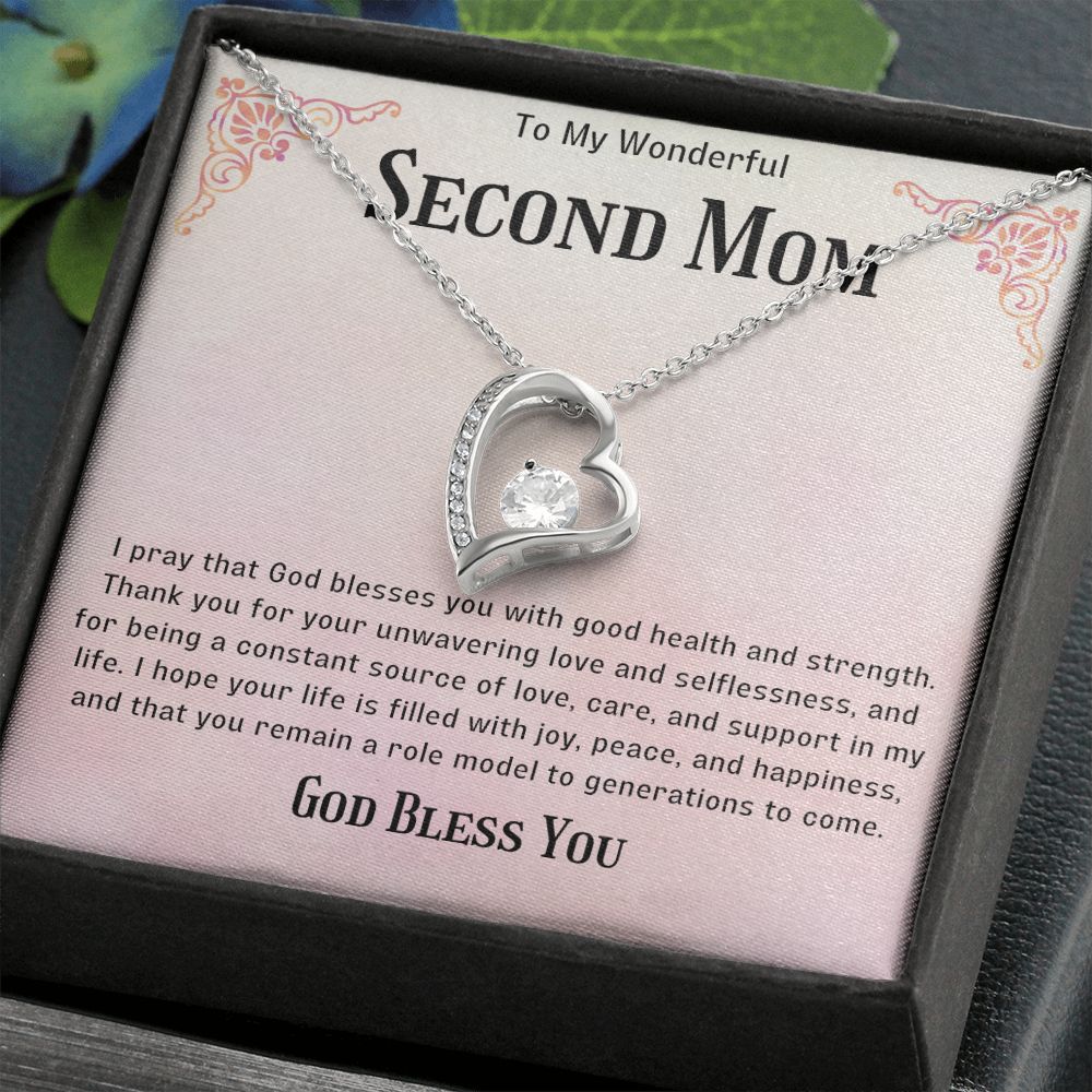 Second Mom Necklace | From Step Daughter to Chosen Mom & Adopted Mom, Jewelry Present Meaningful to Stepmother Necklace and Unbiological Mom