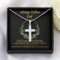Always Follow God Engraving Cross Necklace