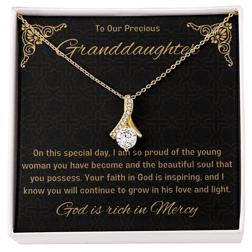 1st Communion Gifts for Granddaughter, Christening, Baptism, Confirmation, Necklace & Meaningful Message in Gift Box from Grandmother