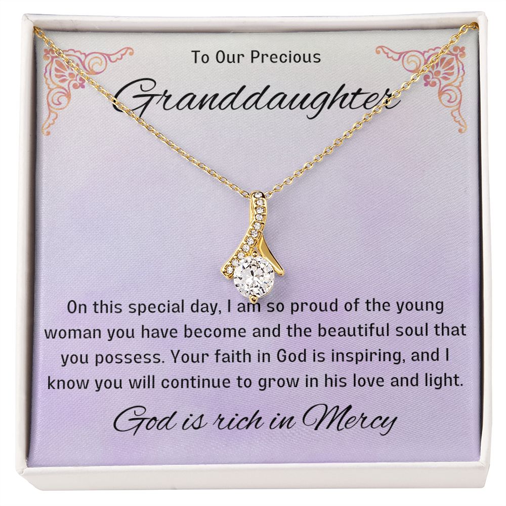 1st Communion Gifts for Granddaughter, Christening, Baptism, Confirmation, Necklace & Meaningful Message in Gift Box from Grandmother