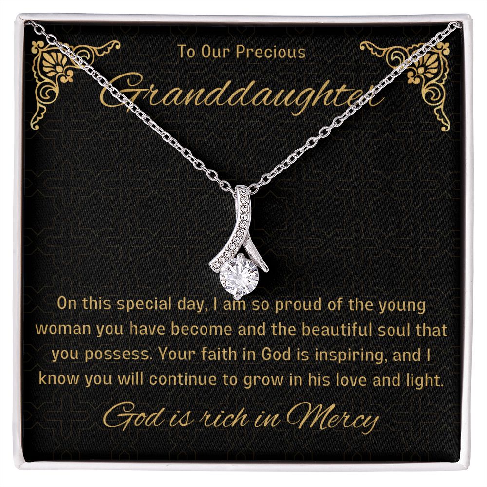 1st Communion Gifts for Granddaughter, Christening, Baptism, Confirmation, Necklace & Meaningful Message in Gift Box from Grandmother