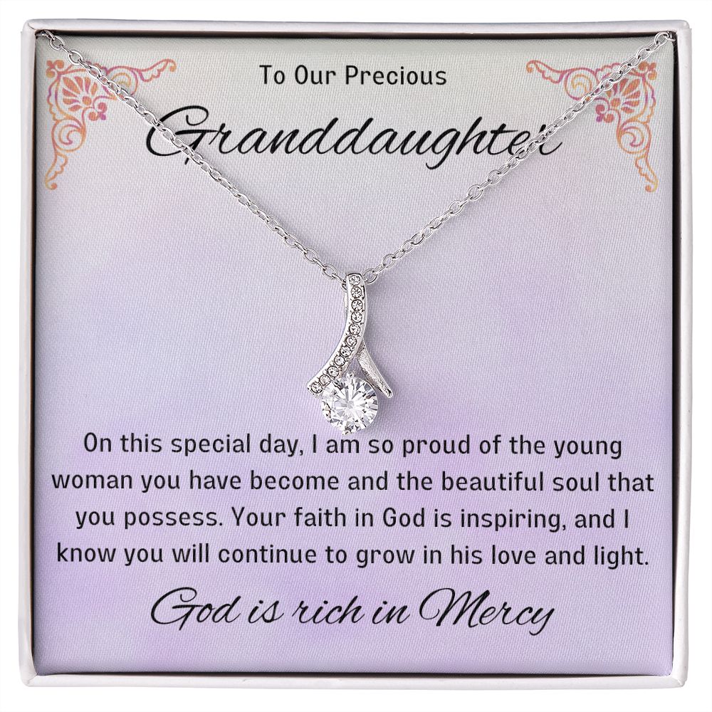 1st Communion Gifts for Granddaughter, Christening, Baptism, Confirmation, Necklace & Meaningful Message in Gift Box from Grandmother