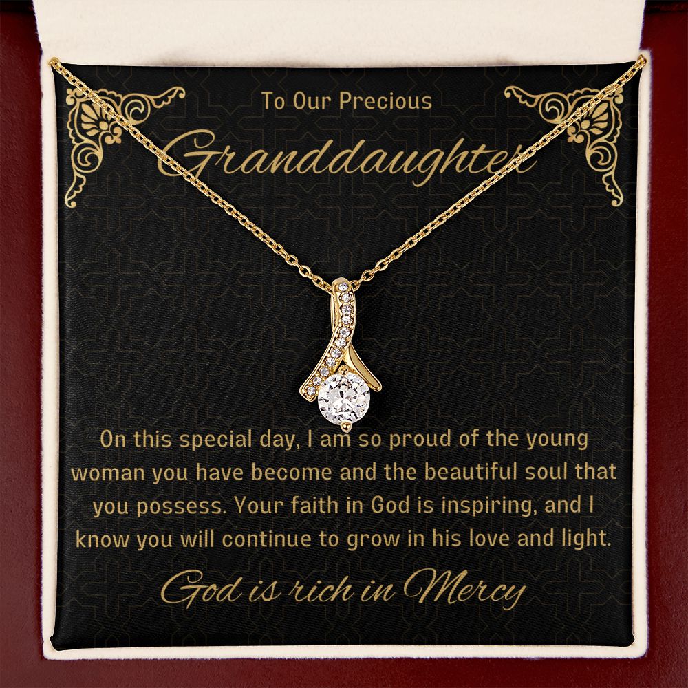 1st Communion Gifts for Granddaughter, Christening, Baptism, Confirmation, Necklace & Meaningful Message in Gift Box from Grandmother