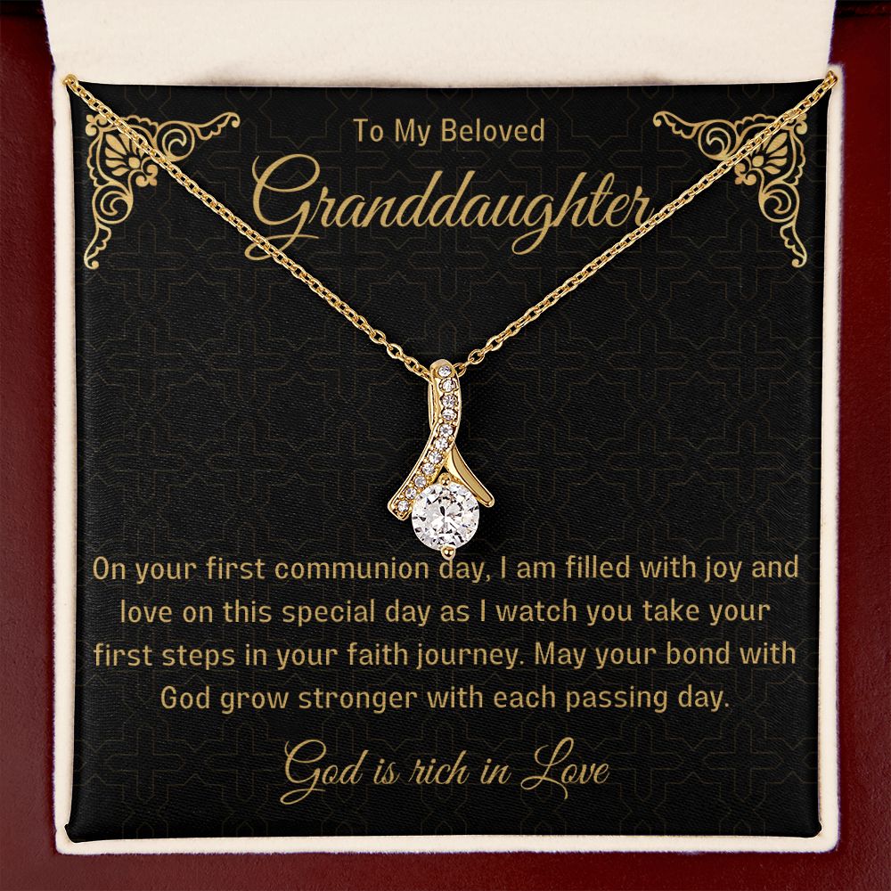 1st Communion Gifts for Granddaughter, Christening, Baptism, Confirmation, Necklace & Meaningful Message in Gift Box from Grandmother