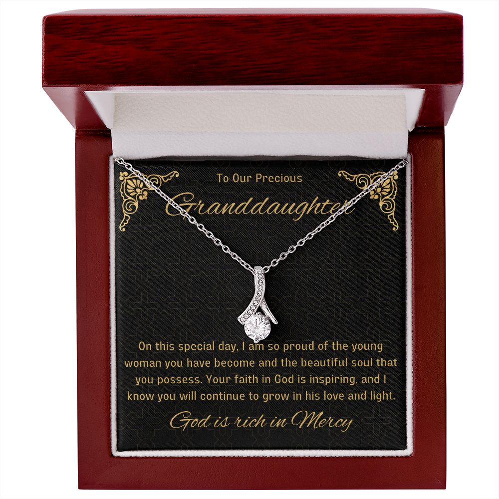 1st Communion Gifts for Granddaughter, Christening, Baptism, Confirmation, Necklace & Meaningful Message in Gift Box from Grandmother