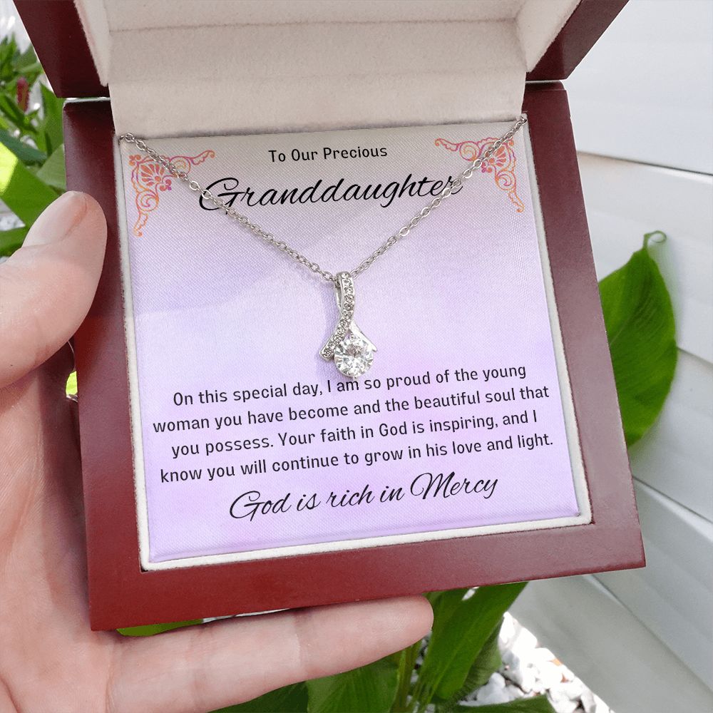 1st Communion Gifts for Granddaughter, Christening, Baptism, Confirmation, Necklace & Meaningful Message in Gift Box from Grandmother