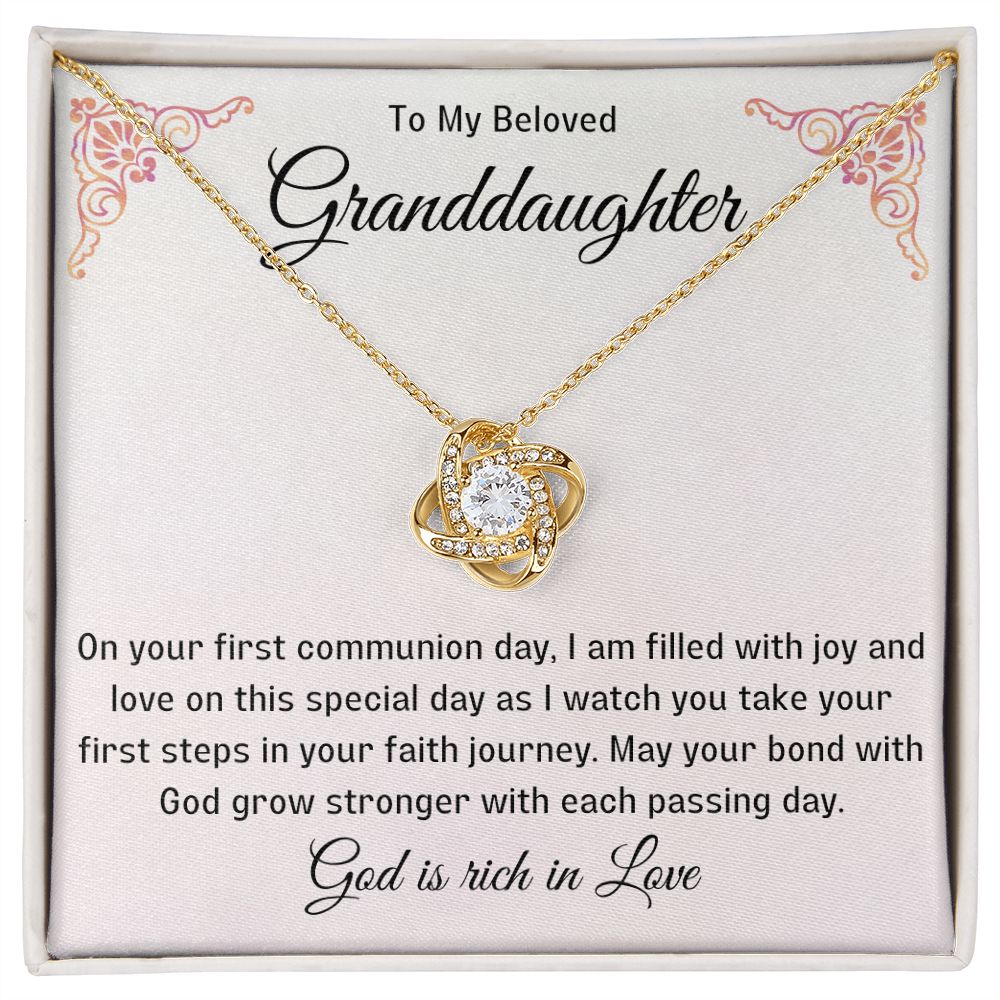 1st Communion Gifts for Granddaughter, Christening, Baptism, Confirmation, Necklace & Meaningful Message in Gift Box from Grandmother